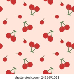 red cherry seamless pattern. watercolor style Pattern for textiles, wrapping paper, wallpapers, backgrounds