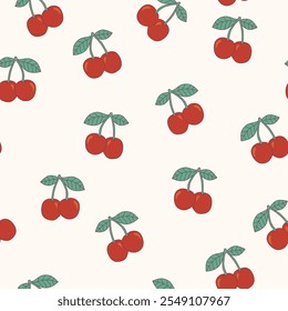 Red cherry seamless vector pattern