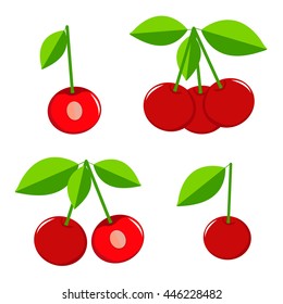 Red cherry. Set on the white background. 