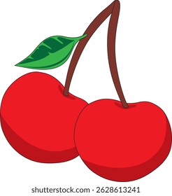 Red Cherry Sweet Fruit Icon Vector