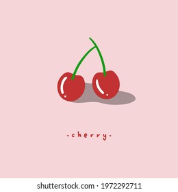 Red Cherry Symbol. Fruit Vector Illustration.