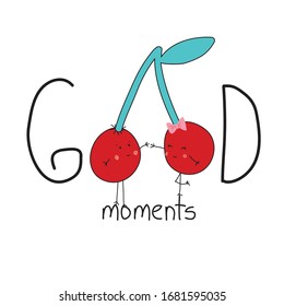vectorial de ilustraciones artísticas de líneas de texto de cereza roja