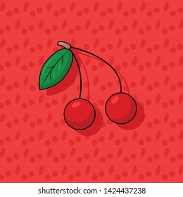 Red Cherry vector food illustration