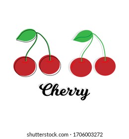 Red cherry vector icon. Red cherry isolated on white background