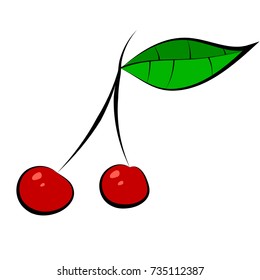 Red cherry vector icon. Red cherry isolated on white background. eps10