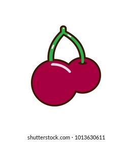 Red cherry vector icon. Unusual cherry design. Red cherry isolated on white background EPS