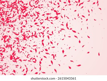 Red Cherry Vector Pink Background. Tender Sakura Texture. Ruby Floral Beauty Frame. Scarlet Fly Flower Wallpaper.