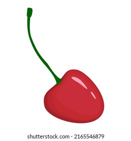 Red cherry vegan berry vector flat isolated illustration. Tasty summer fruits and berries element. Cherry taste. Colorful flat style cartoon berry. Eco food. Vegetarian sweet berry
