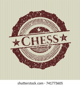 Red Chess grunge style stamp