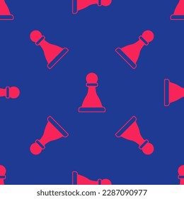 Red Chess icon isolated seamless pattern on blue background. Business strategy. Game, management, finance.  Vector