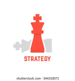 red chess king with fallen figure. concept of defeated opponent, attack, planning, tactical, boss skill. isolated on white background. flat style trend modern logotype design vector illustration