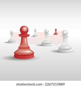 Red chess pawn pieces vector Illustration