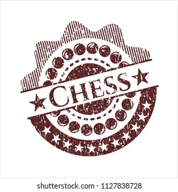 Red Chess rubber stamp with grunge texture