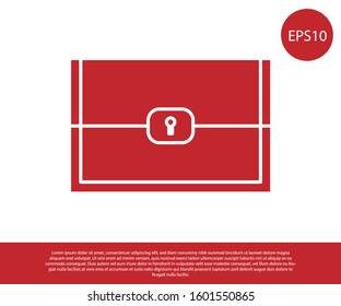 Red Chest for game icon isolated on white background.  Vector Illustration