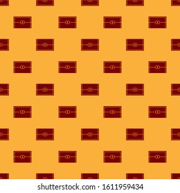 Red Chest for game icon isolated seamless pattern on brown background.  Vector Illustration