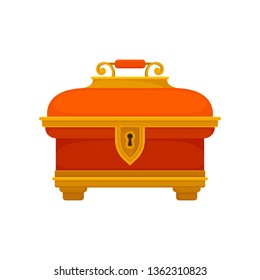 Red chest on white background. Vector illustration.
