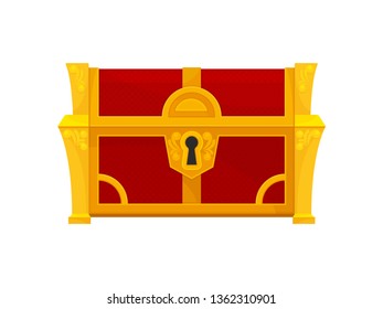 Red chest on white background. Vector illustration.