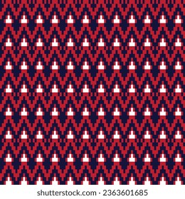 Red Chevron fair isle seamless pattern design for knitwear, fashion textile, graphics