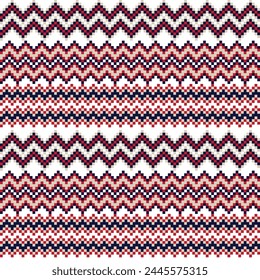 Red Chevron fair isle seamless pattern design for knitwear, fashion textile, graphics