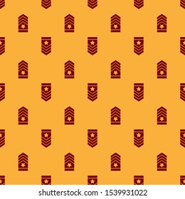 Red Chevron icon isolated seamless pattern on brown background. Military badge sign.  Vector Illustration