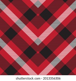 Red Chevron Plaid Tartan textured Seamless pattern design suitable for fashion textiles and graphics