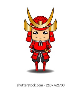 Vector de clipart de chibi samurai rojo.