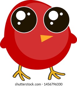 Red chicken with big eyes, illustration, vector on white background