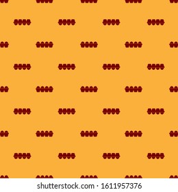 Red Chicken egg in box icon isolated seamless pattern on brown background.  Vector Illustration
