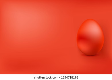 Red chicken egg on a red background. Element for design. Happy Easter.Greeting card with сopy space. Red egg.Vector illustration.