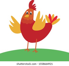 Red chicken, illustration, vector on white background.