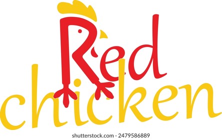 Arte vectorial con logo de pollo rojo
