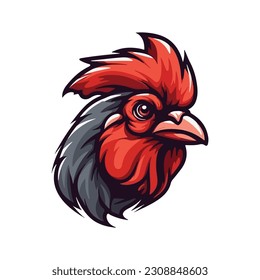 red chicken mascot logo for broiler chicken factory . flat color