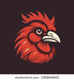 red chicken mascot logo for broiler chicken factory . flat color