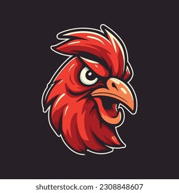 logotipo de mascota de pollo rojo para la fábrica de pollo de engorde. color plano