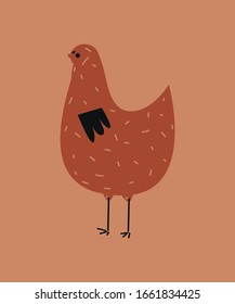 red chicken on a beige background