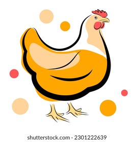 
Pollo rojo con un fondo blanco. Ilustración vectorial en estilo doodle