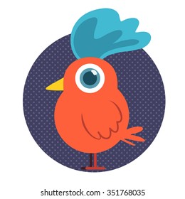 Red chicken with purple circle background