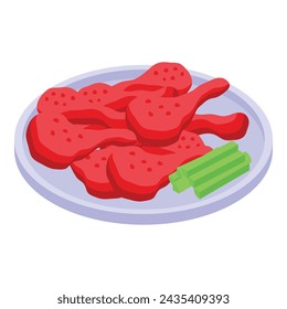 Red chicken wings icon isometric vector. Cooking menu. Hot meal recipe