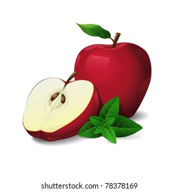 Red Chief Apples with leaves of mint