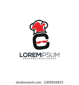 Vector de diseño de la plantilla del icono del logotipo del sombrero rojo. icono del sombrero principal para el restaurante. Chef Man Face Logotipo Vector Ilustración Vector Chef profesional o chef de cocina plantilla de logotipo.Logo para empresas