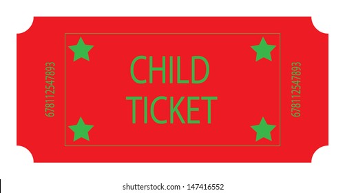 Red Child Ticket. Vector