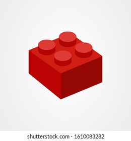 Red children brick toys or building block icon vector illustration