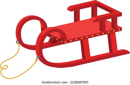 Red Children Snow Sledge Vector Prop Beautiful Illustration Art