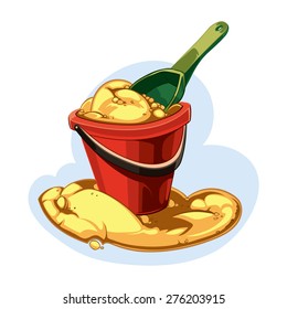 red children's bucket isolate on white background