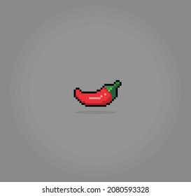 red chili 8 bit pixels. Vegetable for game assets in vector illustration.