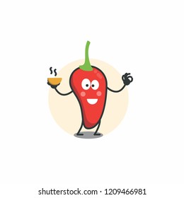 red chili cartoon character with face expression. vector illustration