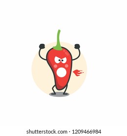 red chili cartoon character with face expression. vector illustration