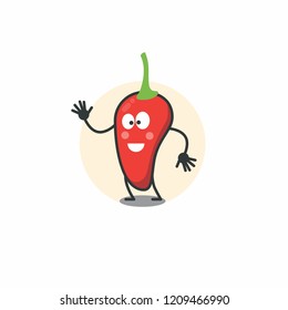 red chili cartoon character with face expression. vector illustration