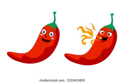 Red Chili Cartoon Characters Illustration Design Stock Vector (Royalty ...