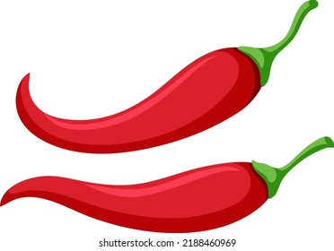 Red chili in cartoon style illustration